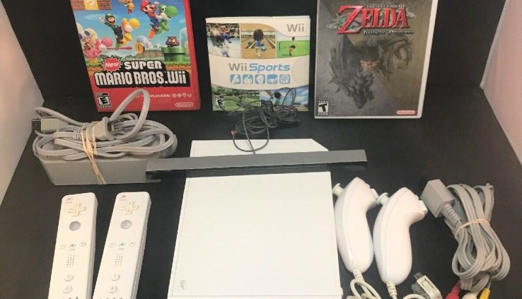 Nintendo Wii White Console RVL-001 – Game Dice Well high-quality Bundle – Mario