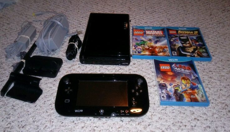 Nintendo Wii U Deluxe 32GB Sunless Console Lot w/ 3 Games Machine Bundle Examined