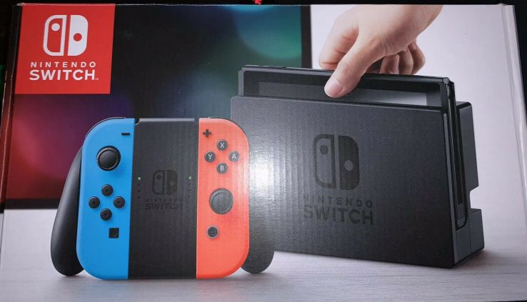 Nintendo Switch 32GB Gray Console with Neon Crimson and Neon Blue Joy-Con