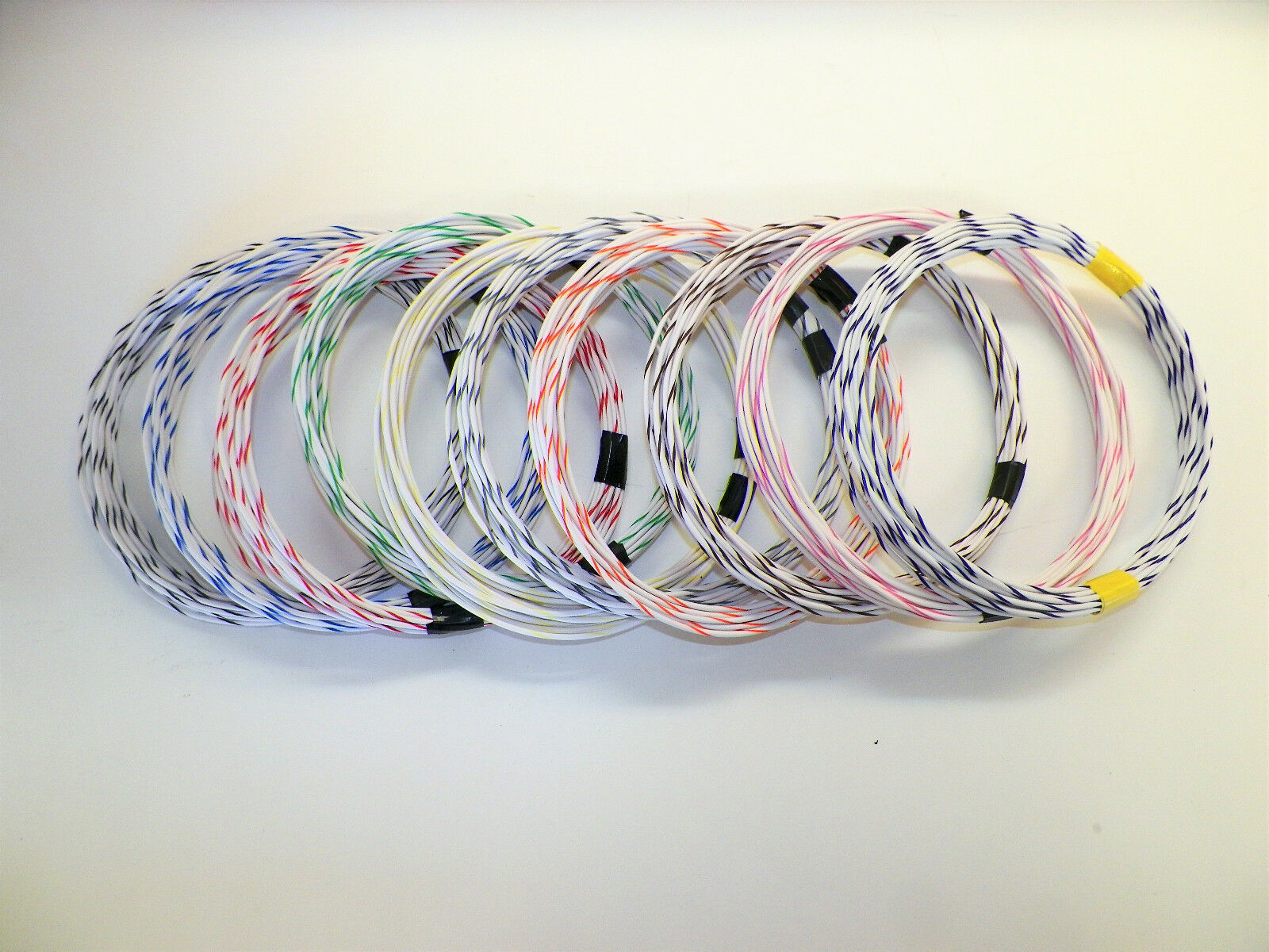 WHITE hi temp automotive 16 gauge GXL wire + 10 STRIPED color wiring