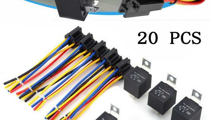 20 SETS Automotive Relay + 5 Wire Harness Socket Vehicle Vehicle 12V 30/40 AMP SPDT