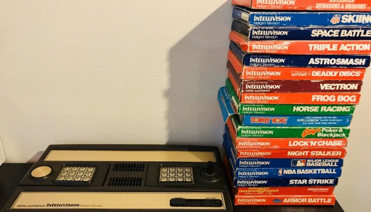 Mattel Intellivision Gaming Console. Along with 18 CIB game Cartridges