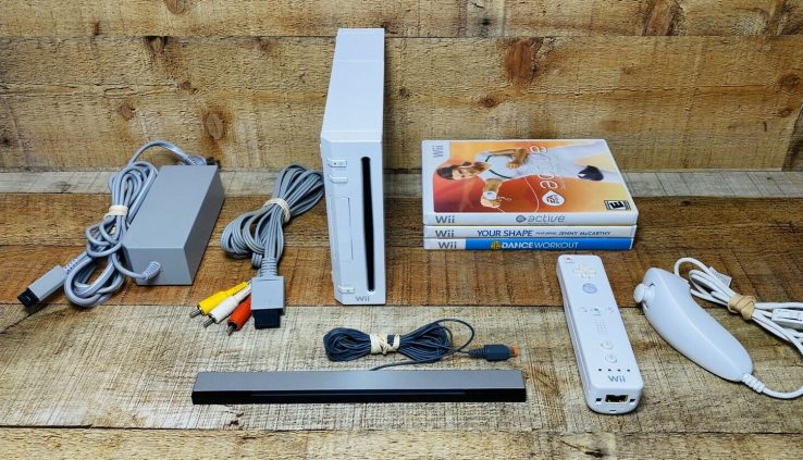 Nintendo Wii White Console RVL-001 Game Cube Neatly marvelous With 3 Video games