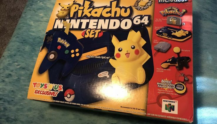 Nintendo 64 Pokemon Pikachu Model Blue Yellow Console in Box N64
