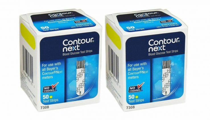 2 BOXES 100 Strips Bayer 7308 Contour Subsequent Blood Glucose Test Strips EXP 10/2020