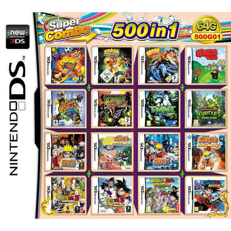 500 in 1 Games Card Cartridge Multicart For Nintendo DS NDS NDSL NDSi ...