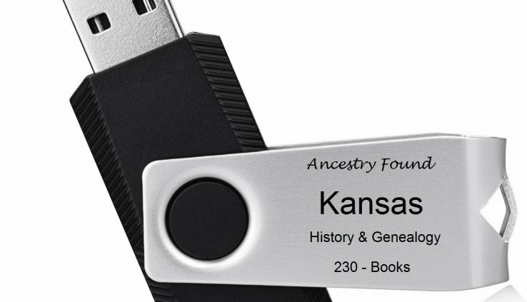 KANSAS – History & Family tree – 230 outdated school Books on FLASH DRIVE USB – County, KS