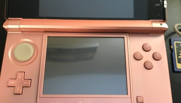 Nintendo 3DS Princess Peach Crimson Handheld Machine With Pokémon Y, Sun And Ruby