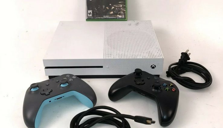 Microsoft Xbox One S White Console 1681 + 2 Controllers! + Mortal Kombat XL