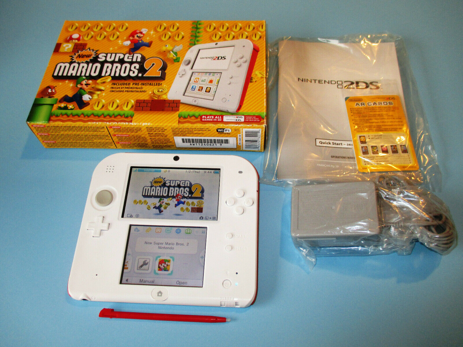 Nintendo 2DS Scarlet Red & White System Fresh Fantastic Mario Bros 2 in ...