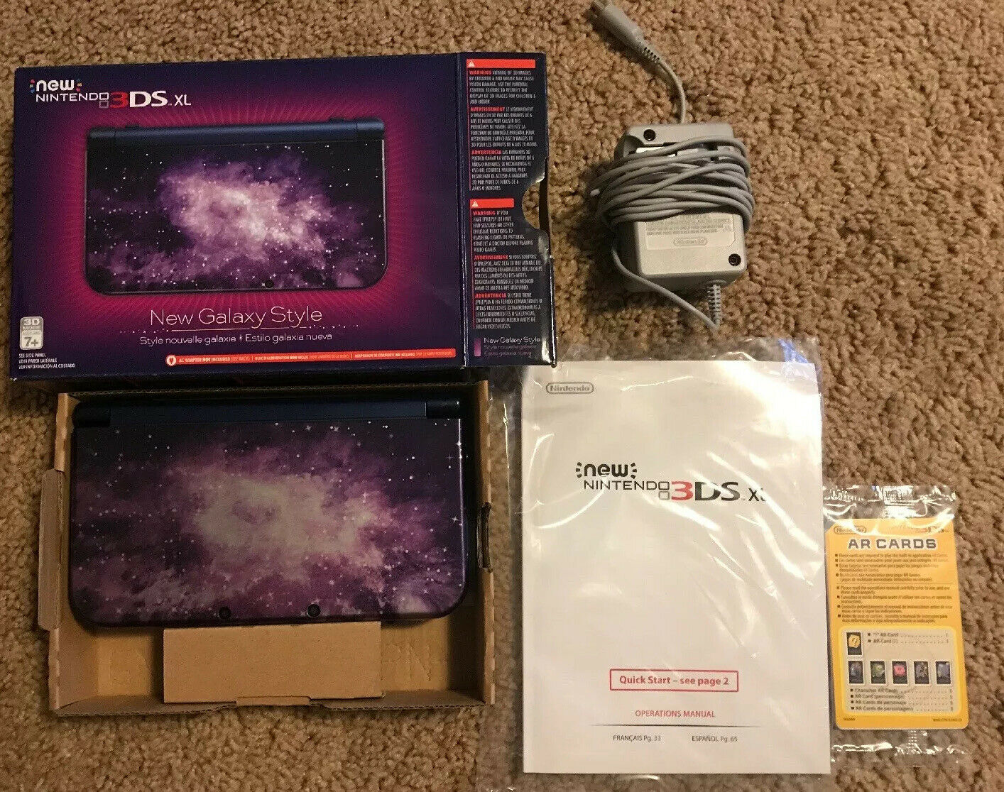 Nintendo 3ds XL Galaxy Edition w/ Box, Manual, Recede, SD Card Put in