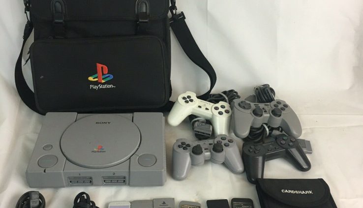 Playstation1 Bundle, 4 Controllers Video Energy Cables, 10 Reminiscence Playing cards
