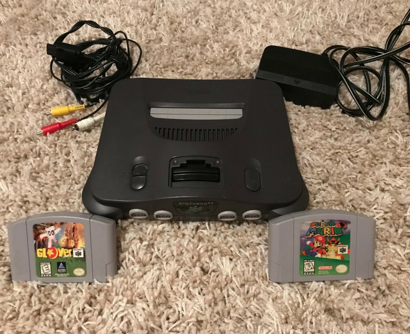 Nintendo 64 Console with Cables & Games, Mario 64 & Glover, All Working