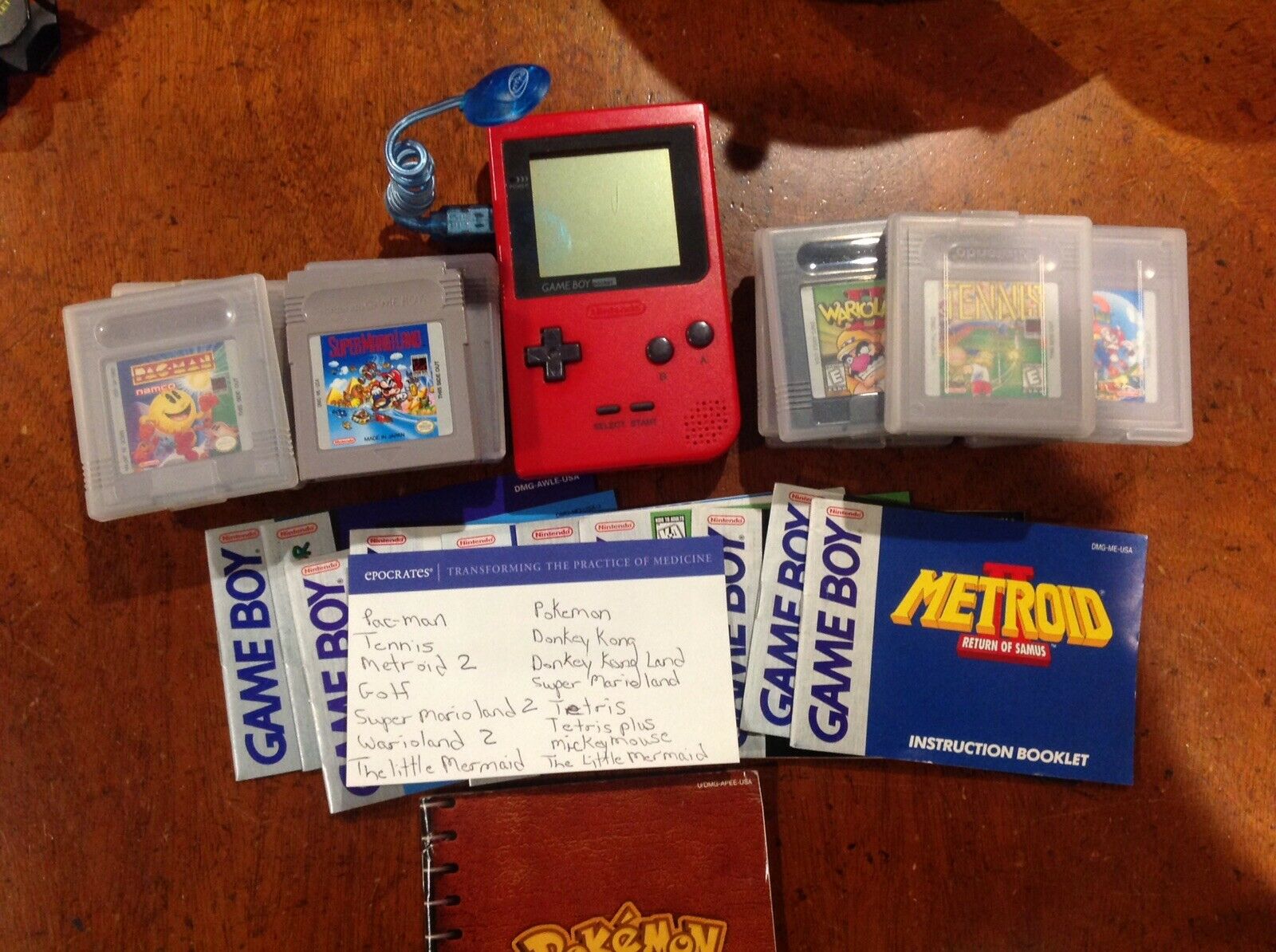 Gameboy Pocket Red Nintendo Console MGB001 With 15 Video games