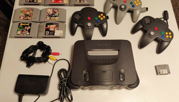 Nintendo 64 N64 Bundle | 4 Games(Mario Kart 64 / Rampage) & 3 Controllers *READ*