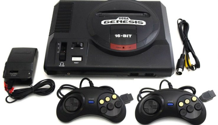 2-CONTROLLERS Usual SEGA GENESIS Console MK-1601 Video Recreation System 1st Model