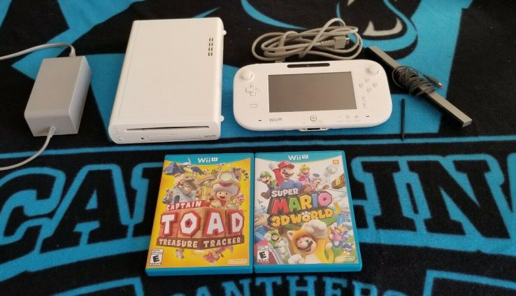 Nintendo Wii U – White Console Bundle Lot w/ Video games Mario 3D Toad Complete!  X128