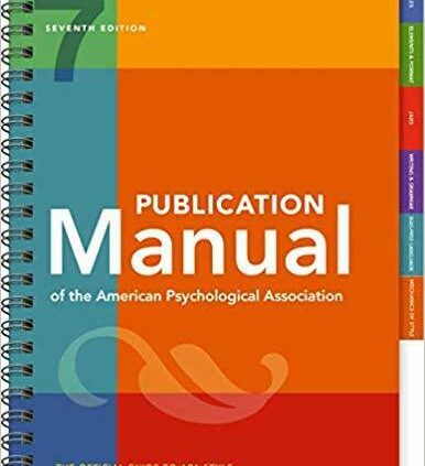 Publication Handbook of the American Psychological Association Seventh Edition