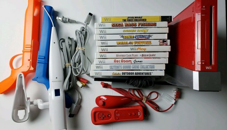 Nintendo Wii Twenty fifth Anniversary Crimson Little Total Console and 10 Games