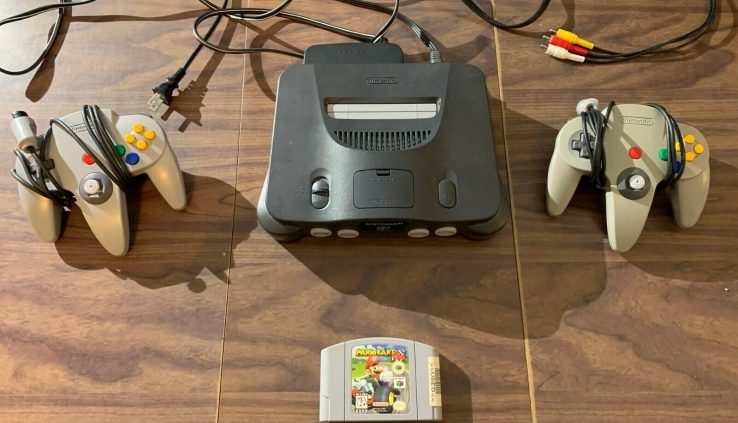 Nintendo 64, N64 Machine / Console Bundle + Cables + Controllers + Mario Kart 64
