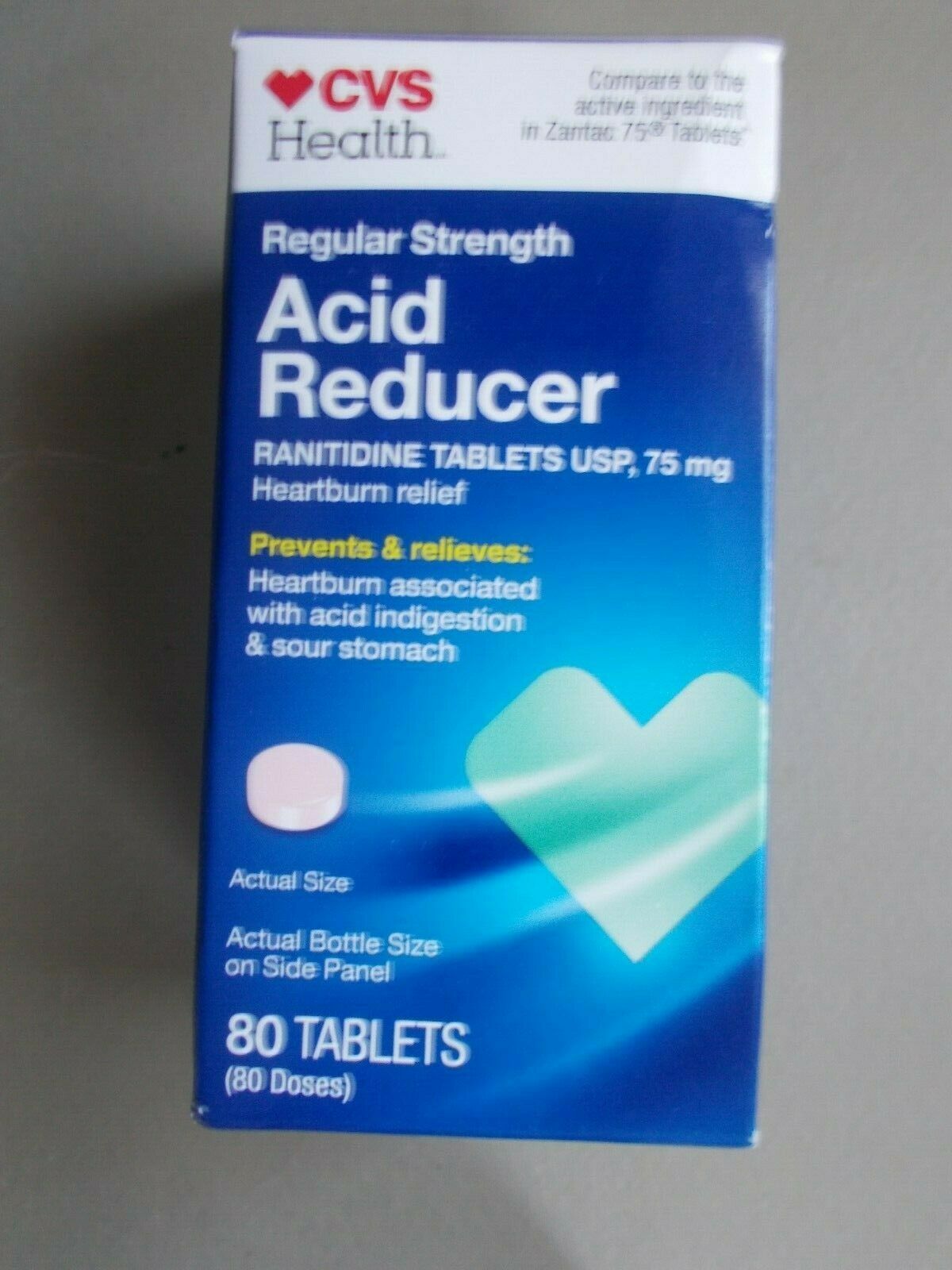 E 1 BOX CVS HEALTH Customary Strength Acid Reducer 80 Pills Exact