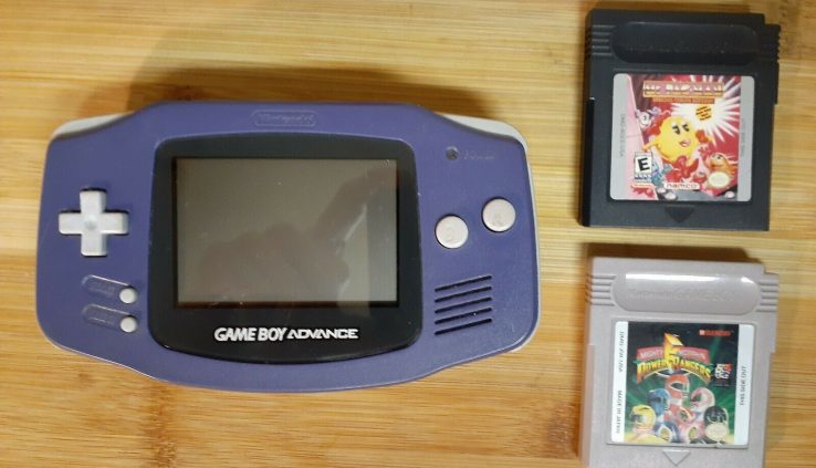 Nintendo Gameboy Near Indigo Crimson AGB-001 Tested & Working + 2 Games