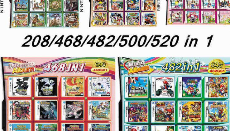 520/500/482/468/208 in 1 Game Cartridge Multicart For NDS NDSL NDSi 3DS 2DS XL