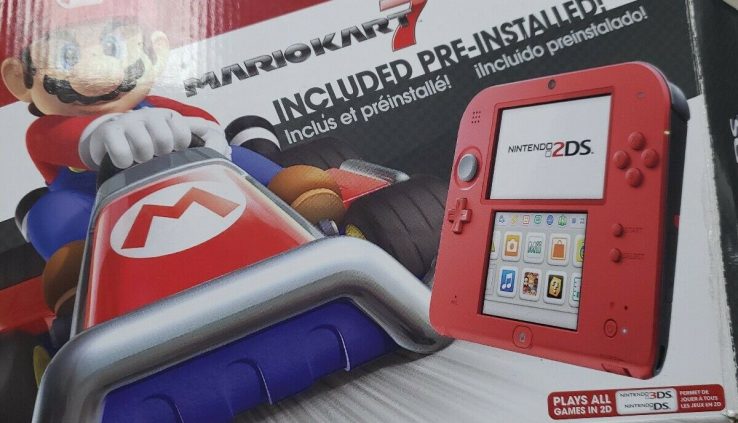 Nintendo 2DS Crimson Red With Mario Kart 7 Console Portable Machine Very Factual