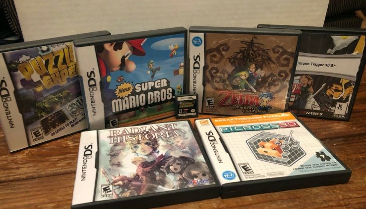 Nintendo DS 7 game lot Mario, Zelda, Dazzling Historia, Retro Field, Chrono