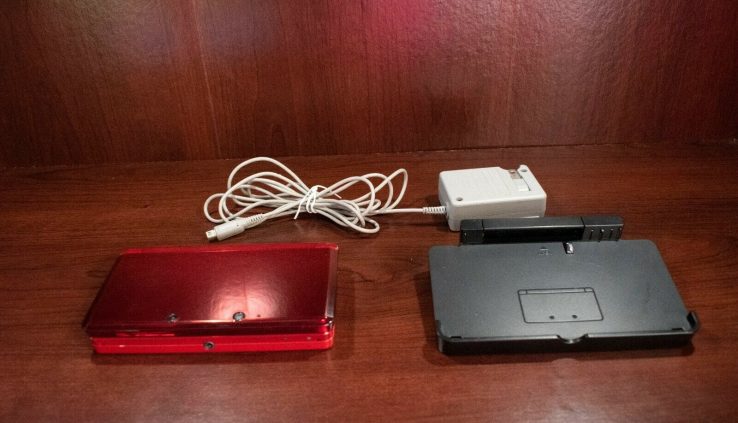 Flame Purple Nintendo 3DS Handheld Draw w/ Charger, Dock, and SD Card