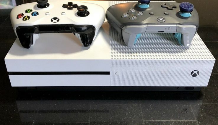 Microsoft Xbox One S 1TB Console – White. Comes with 2 controllers And Gallop