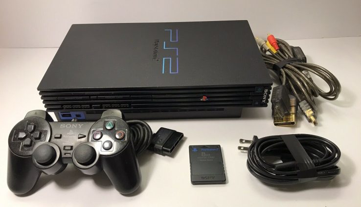 Sony PlayStation 2 PS2 Stout Console & Reminiscence Card Game Lot SCPH-35001 TESTED