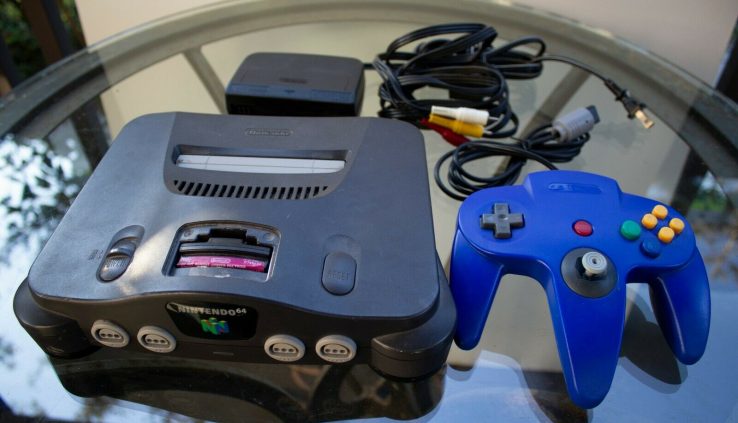 Nintendo 64 Console With Controller and Cables