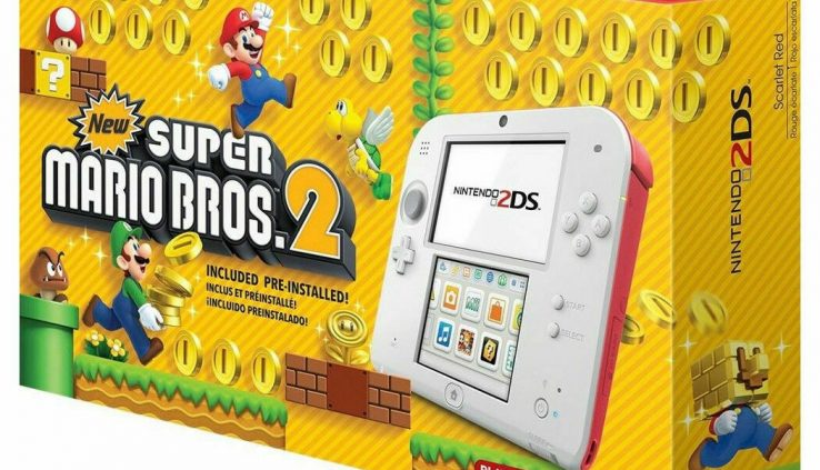 Nintendo 2DS with Original Huge Mario Bros. 2 Console Bundle – Scarlet Red