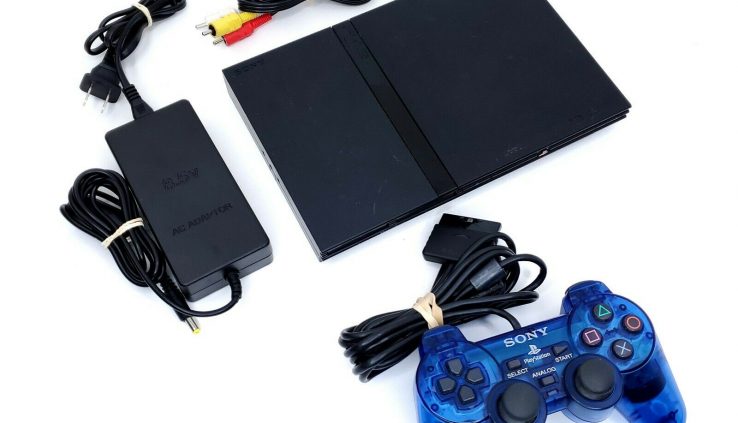 Sony Ps2 PS2 Slim Console SCPH-70012 with Cables & OEM Blue Controller