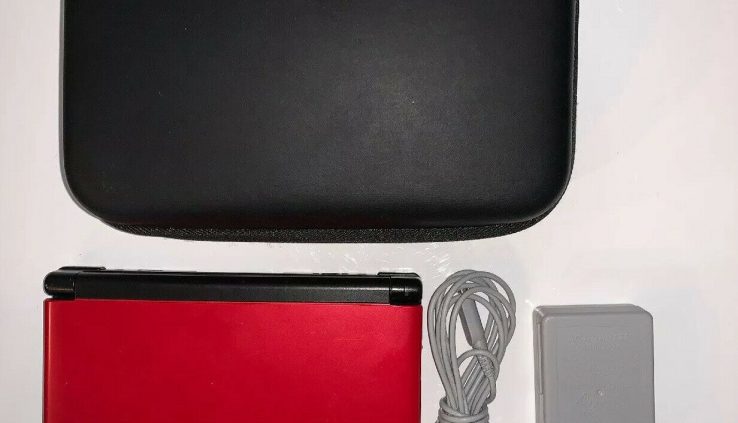 Nintendo 3DS XL Handheld Console w/ Case & Legitimate Charger – Red / Dusky