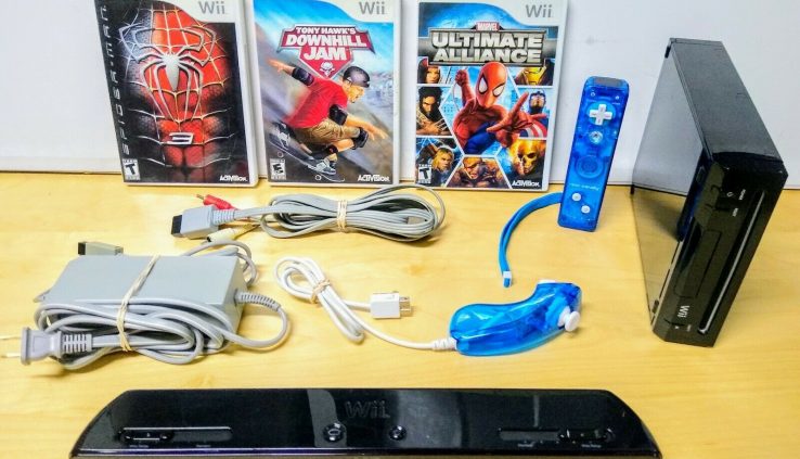 Nintendo Dusky Wii Console Machine Total Bundle Shock Spider-Man Games Lot
