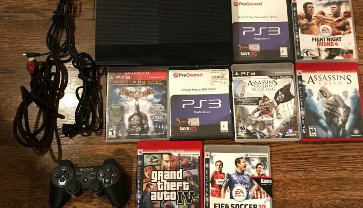 Sony Ps3 Gigantic Slim PS3 250gb Video Game Console + 8 video games CECH-4001B