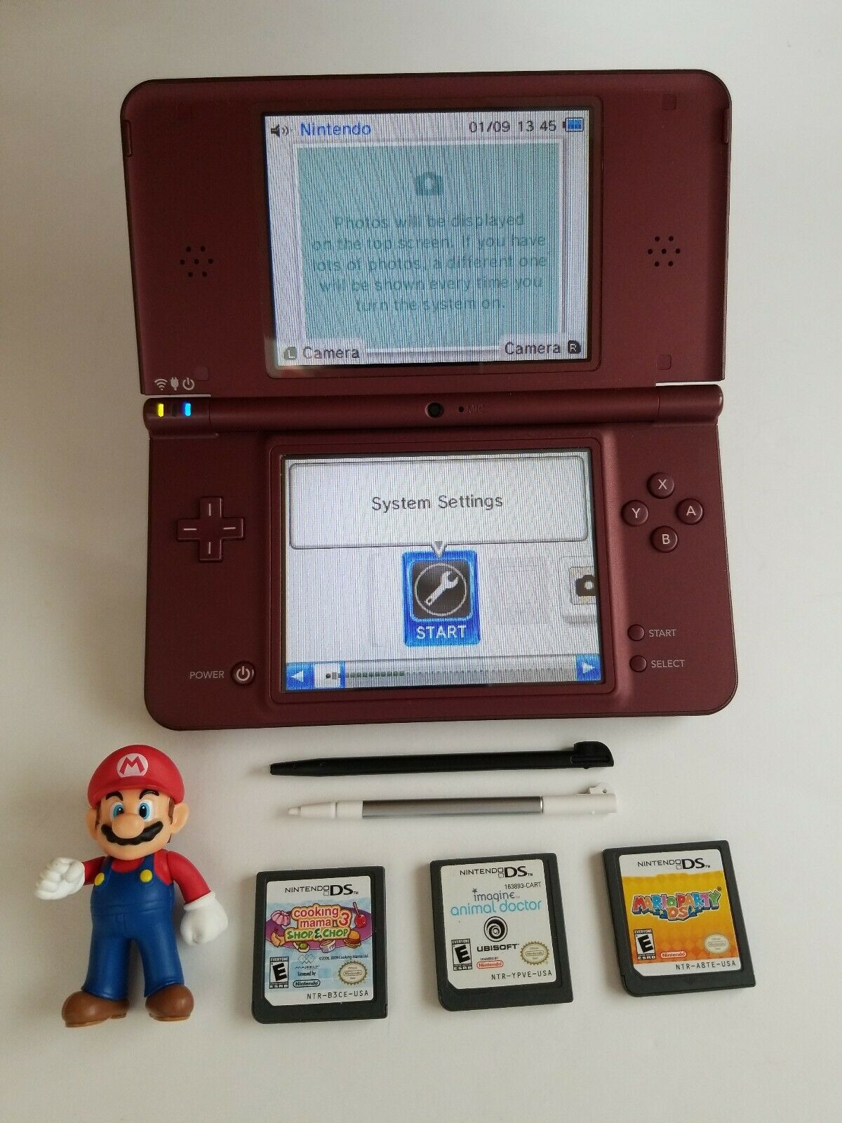 Nintendo DSi XL Burgundy Map Charger Stylus and Video games Very