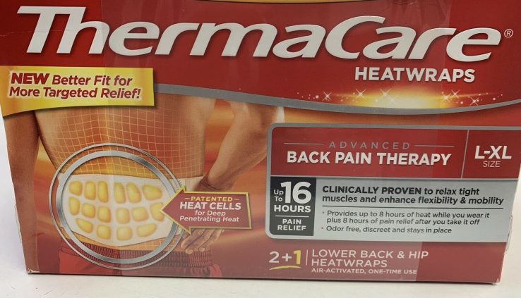 3 Containers Of Therma Care Heat Wraps Decrease Support Hip L/XL Exp 6/2021