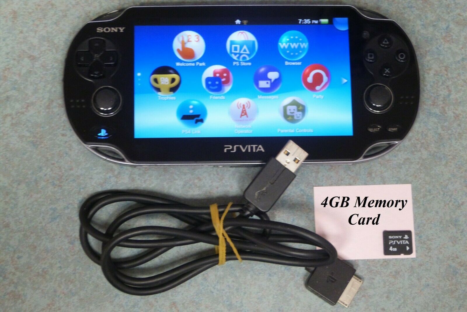Sony PsPS Vita 1000 Dusky Handheld Scheme w/ Charger, Memory Card WIFI