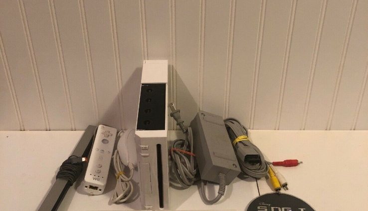 Nintendo Wii Console RVL-001 5 game bundle W/ All Cords Sensor And 1 A long way off USED