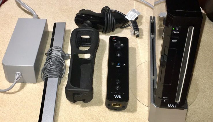 Nintendo Wii Black Console W/ Controller, Sensor Bar, Energy Offer – No A/V Cord