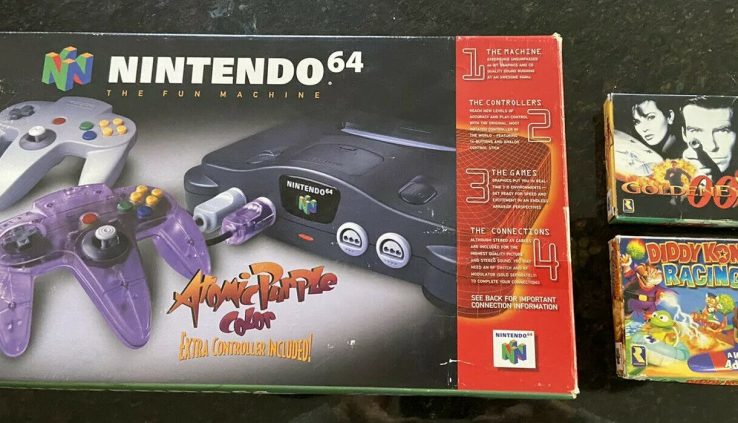 Nintendo 64 N64 Console – Atomic Crimson Cont Set Total In Box CIB 2 Games CIB