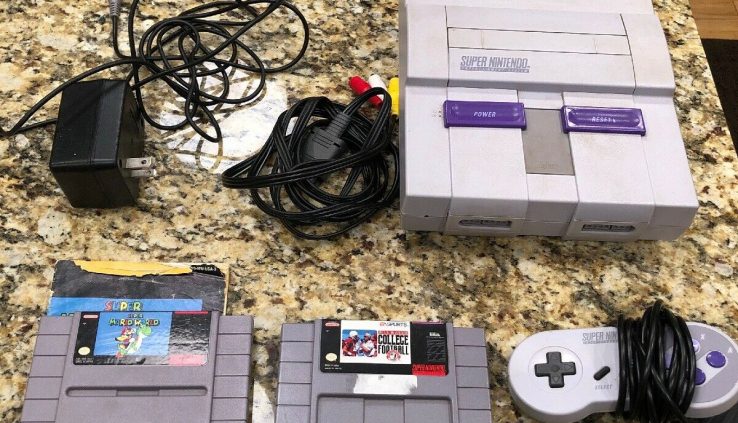 Beautiful Nintendo SNES Machine Console Pleasant Controller Bundle– Tested Working!