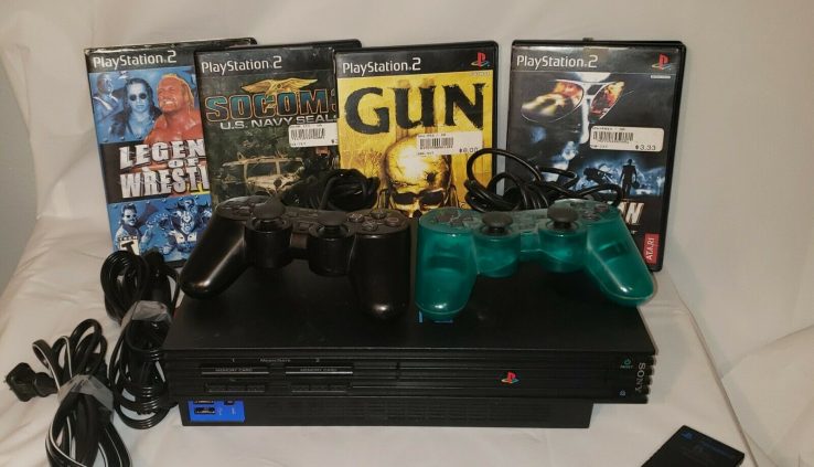 Sony SCPH-35001GT PlayStation 2 Starting up Edition Console – Shaded with 5 games