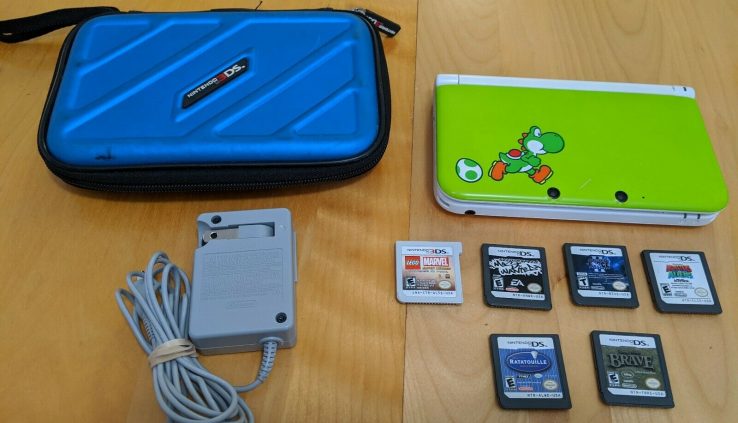 Nintendo 3DS XL YOSHI Restricted Version System with 6 Video games and OEM Charger