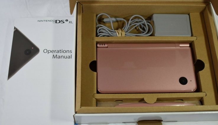 Nintendo DSi XL Metallic Rose Handheld 3+4 Games & Tools Mario Pacman