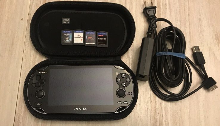 Sony PlayStation PS Vita console – PCH-1001 Wifi 16GB, 4GB card, and 4 games