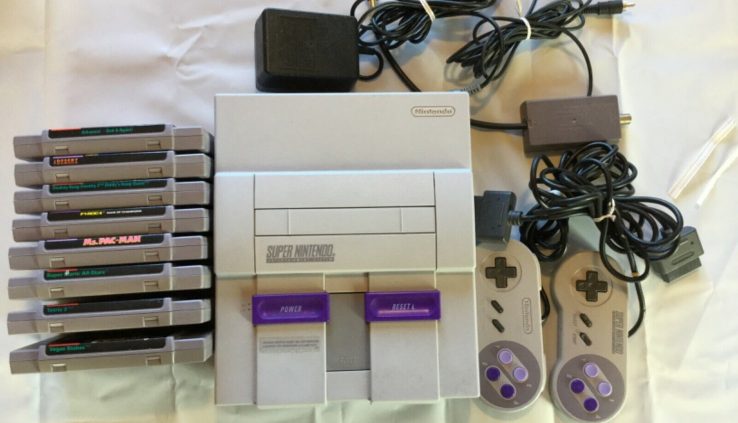 Noble Nintendo SNES(Console), 2 Controllers & Lot of 9 Game’s – Model #SNS-001